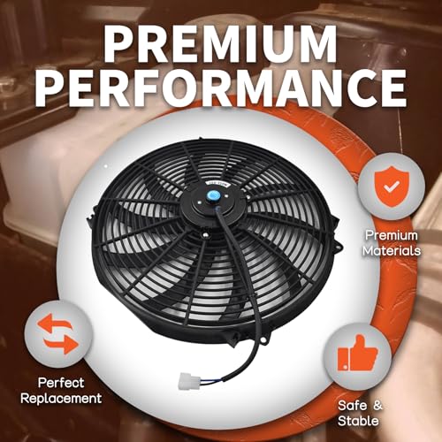 labwork 16" Electric Radiator Fan HIGH 3000+CFM Thermostat Wiring Switch Relay KIT Black