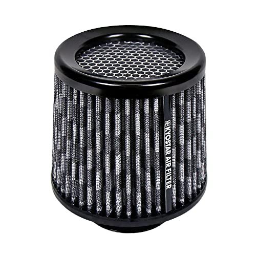KYOSTAR Universal 3" (76mm) High-Flow Air Filter, Reusable Cone Cold Air Intake, High Performance Clamp-On Car High Flow Air Kit, Flange Diameter: 3 Inch, Filter Height: 6.4 Inch, Carbon Fiber Pattern - color: 3" (76mm), Carbon Fiber Pattern