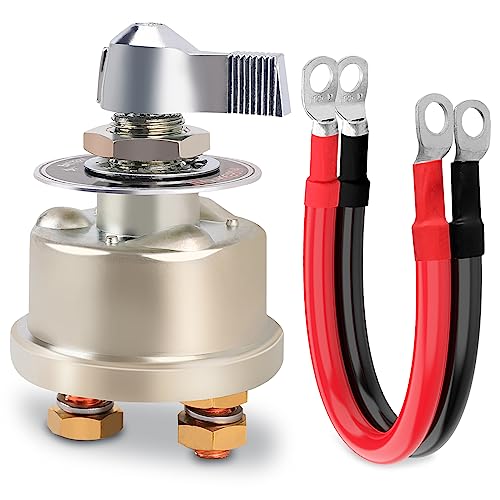 FEITON 12-48V Battery Disconnect Switch, 200A Heavy Duty Master Switch - color: Switch & Cables