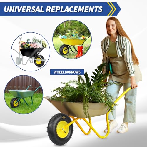 4.00-6 Rubber Pneumatic tire and wheel, for Wheelbarrow Wagon Cart Trolley - color: Yellow