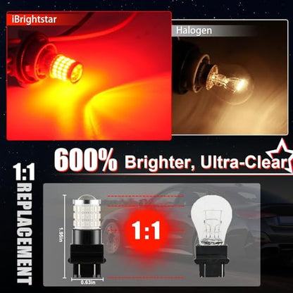 iBrightstar 3157 LED Bulb Red, 3057 LED Brake Lights Bulbs Super Bright for Rear Brake Lights and Tail Lights, 2 Pack - color: Red, size: 3157