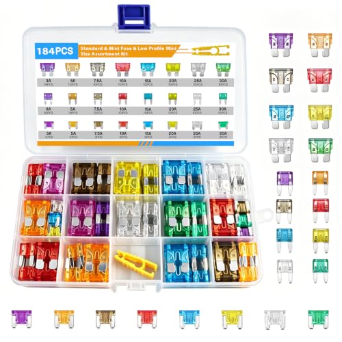 184PCS Automotive Fuses Assortment Kit Blade Car Fuses for Vehicle RV Truck