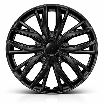 17-Inch Silver ABS Hubcaps with Steel Rings & Adjusters, Patented Design, Universal Fit, Set of 4 Wheel Covers (Glossy Black) - color: Glossy Black