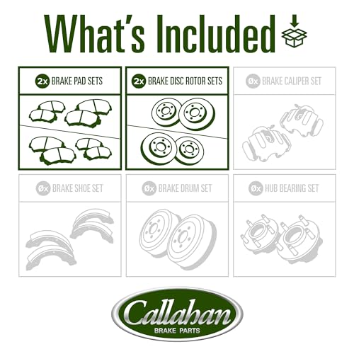 Callahan Brake Parts Front and Rear Brake Kit For Hyundai Sonata 2009-2010 [Model Specific] Replacement Brake Rotors with Ceramic Brake Pads