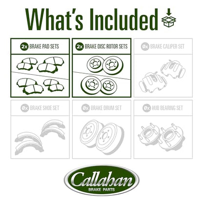 Callahan Brake Parts Front and Rear Brake Kit For Mitsubishi Lancer 2008-2017 [Model Specific] Replacement Brake Rotors with Ceramic Brake Pads
