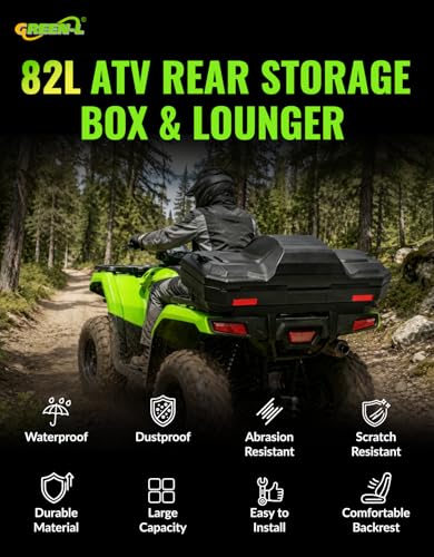 Green-L 82L Universal ATV Rear Storage Box Trunk Cargo Backrest Pad - size: #1-82L