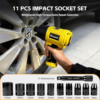 1/2" Air Impact Wrench High Torque 1750 ft-lbs, Heavy Duty Double Hammers