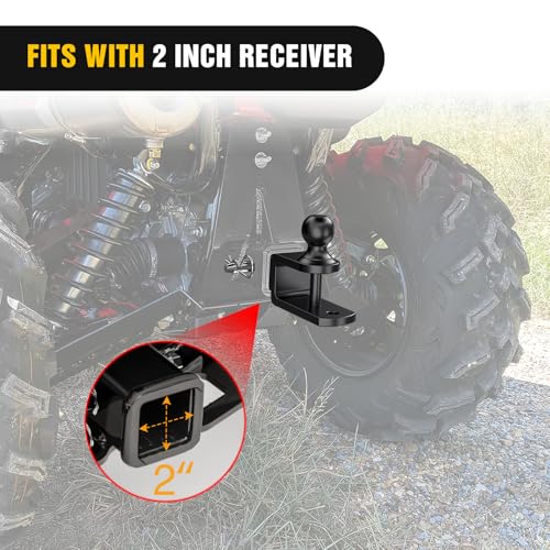 Nilight 3 in 1 ATV UTV Multi Hitch Mount | 1-7/8" Ball Fits 2" Receiver Hitch Rated 2000 LBS Winch Strap Loop Rated 5000 LBS - color: 2" Hitch Receiver with 1-7/8" Ball