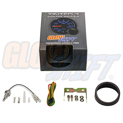 GlowShift Tinted 7 Color 300F Water Coolant Temp Gauge Kit, 2-1/16" 52mm