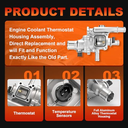 Aluminum Engine Coolant Thermostat Housing Assembly Kit