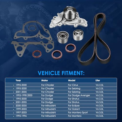 ECCPP Engine Timing Belt Kit with Water Pump Compatible for Chrysler