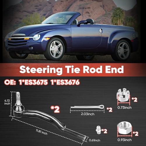 2PCS Front Outer Tie Rod Ends ES3675 ES3676 LH & RH, Tie Rod End Kit Fit for Buick Rainier Chevy SSR Trailblazer EXT GMC Envoy XL XUV Isuzu Ascender Oldsmobile Bravada Saab 9-7x 2002-2009 - size: ES3675 ES3676