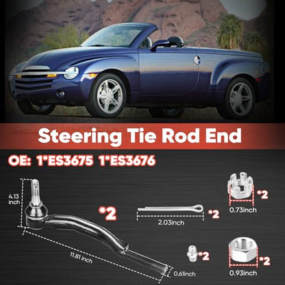 2PCS Front Outer Tie Rod Ends ES3675 ES3676 LH & RH, Tie Rod End Kit Fit for Buick Rainier Chevy SSR Trailblazer EXT GMC Envoy XL XUV Isuzu Ascender Oldsmobile Bravada Saab 9-7x 2002-2009 - size: ES3675 ES3676