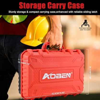 AOBEN Cordless Ratchet Wrench Kit,3/8" ratchet,40 Ft-lbs Electric Power Ratchet Set with Variable Speed Trigger,2 Packs 2000mAh Lithium-Ion Battery And Charger,83 Sockets - color: Apple Red