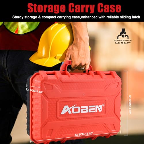 AOBEN Cordless Ratchet Wrench Kit,3/8" ratchet,40 Ft-lbs Electric Power Ratchet Set with Variable Speed Trigger,2 Packs 2000mAh Lithium-Ion Battery And Charger,83 Sockets - color: Apple Red