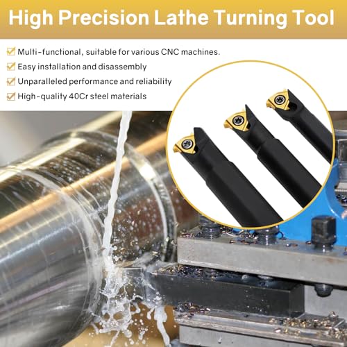 SNR0008K11, SNR0010K11, SNR0012M11 Indexable Lathe Turning Tool 12Pcs Kit, 3 Pcs Metal Lathe Tools Holder Set, with 9Pcs 11IR A60 Carbide Inserts Turning Inserts Carbide Turning Tool - style: 3pcs SNR00 Shanks+9pcs Inserts