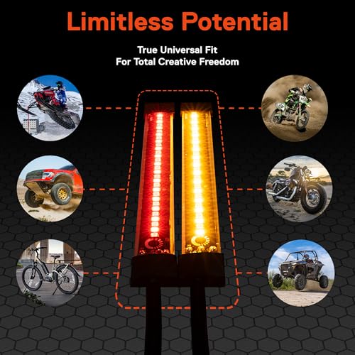 TRUE MODS 2pc 5 Inch Rear LED Motorcycle Brake Turn Signal Tail Light Strip - size: 2pc 5", style: Tail Light w/ Amber Turn