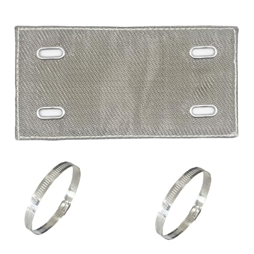 4" x 8" Exhaust Heat Shield Titanium Pipe Heat Shield with Stainless Steel Clamps Two-Layer Material Design Heat Protection up to 1350°F Protects Heat Sensitive Components, Hoses, Lines - size: 4'' x 8''