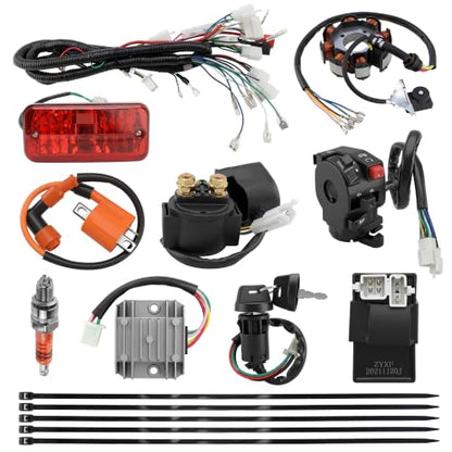 PRO BAT Chinese ATV 200cc Wiring Harness Kit with 8 Coil CG Stator AC CDI - color: O Spark Plug & O Ignition Coil & S Rectifier