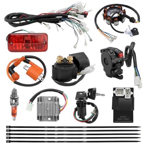 PRO BAT Chinese ATV 200cc Wiring Harness Kit with 8 Coil CG Stator AC CDI - color: O Spark Plug & O Ignition Coil & S Rectifier
