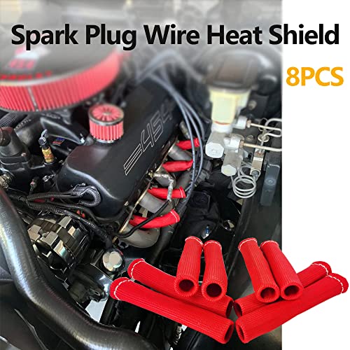 Spark Plug Wire Boots Thermal Protection Insulator Sleeve, 1200 Degree Heat shield Cover Wrap 6 inch for Car Truck 8PCS(red) - color: red