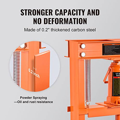 VEVOR Hydraulic 12 Ton H-Frame Garage Floor Adjustable Shop Press