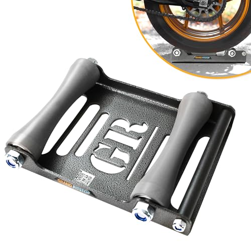 GRAND PITSTOP Motorcycle Roller Wheel Cleaning Stand - Paddock Stand Replacement - Wheel Roller Stand with Ramp Support for tire Cleaning & Chain Lubrication (Roller Large Antic Silver) - color: Roller Large Antic Silver