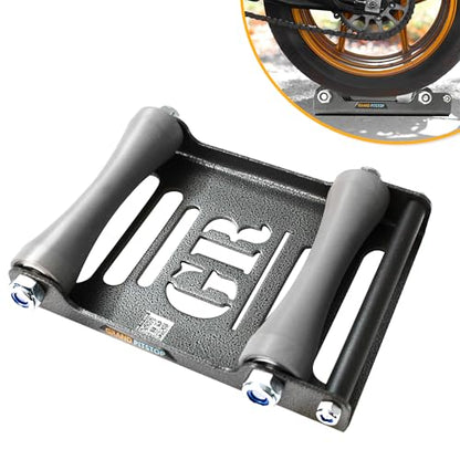 GRAND PITSTOP Motorcycle Roller Wheel Cleaning Stand - Paddock Stand Replacement - Wheel Roller Stand with Ramp Support for tire Cleaning & Chain Lubrication (Roller Large Antic Silver) - color: Roller Large Antic Silver