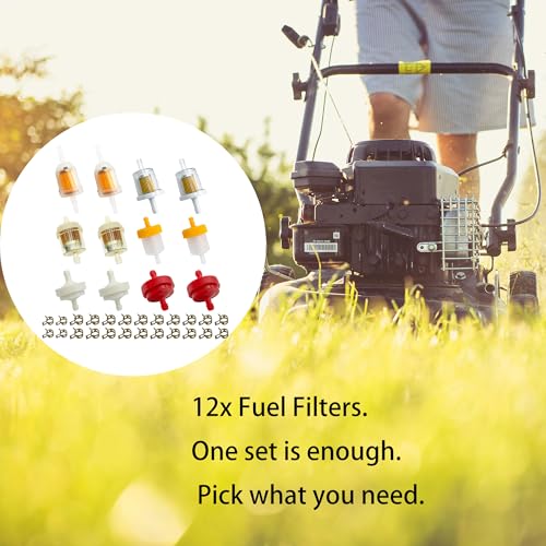 Strongthium 12x 1/4" & 3/16" Inline Gas Fuel Filters Kit - size: 1/4 10pcs + 3/16 2pcs