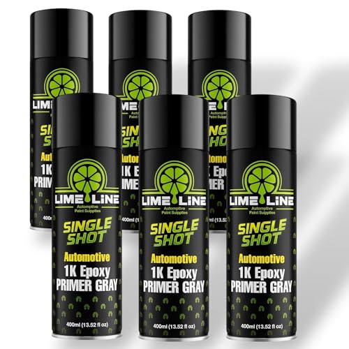 LiME LiNE 1K Epoxy Primer Aerosol Spray Paint - Automotive Bare Metal Adhesion & Rust Protection - Professional Grade - Gray 400ml (Pack of 6) - color: Pack of 6