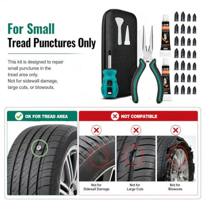 Tire Repair Screws Kit, Screw in Tire Plugs for Emergency Puncture Repair, Rubber Nail Screw in Tire Plug Kit with Pliers, Screwdriver & Rubber Cement for Tubeless Tires - color: Version C