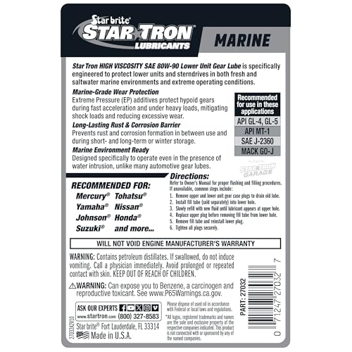 STAR BRITE Star Tron High Viscosity 80W90 Lower Unit Gear Lube - size: 32 Oz Quart, style: 80W-90W Mineral