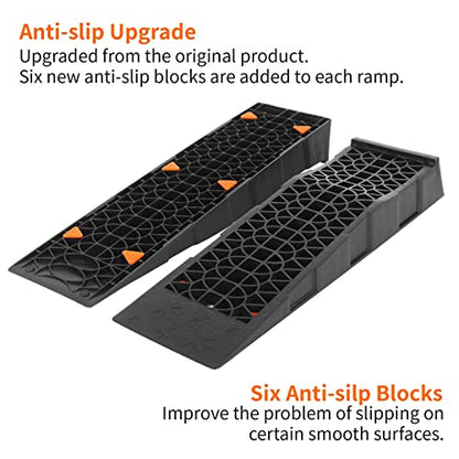 OULEME Low Profile Car Service Ramp, for Oil Changes & Maintenance, 2 Pack - size: L27.5" (2 PACK)