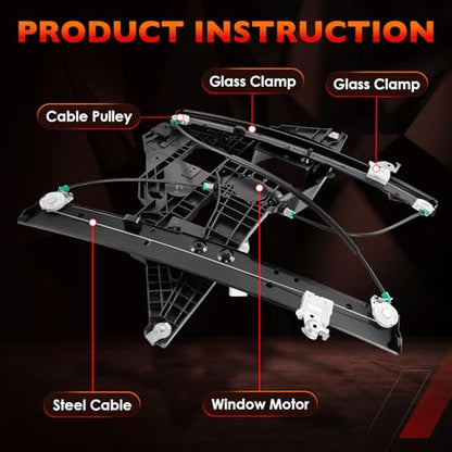 741-179 Front Right Passenger Side Window Regulator w/ 2-Pin Motor Assembly - size: 741-179