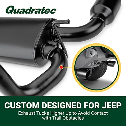 Quadratec Axle Back Dual Outlet Performance Exhaust System - Fits Jeep Wrangler JL 2018-2022 - Offroad Durability - Stainless Steel, Black Finish - Deep Smooth Exhaust Tone - 2.5" Pipe, 4" Tips