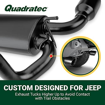Quadratec Axle Back Dual Outlet Performance Exhaust System - Fits Jeep Wrangler JL 2018-2022 - Offroad Durability - Stainless Steel, Black Finish - Deep Smooth Exhaust Tone - 2.5" Pipe, 4" Tips