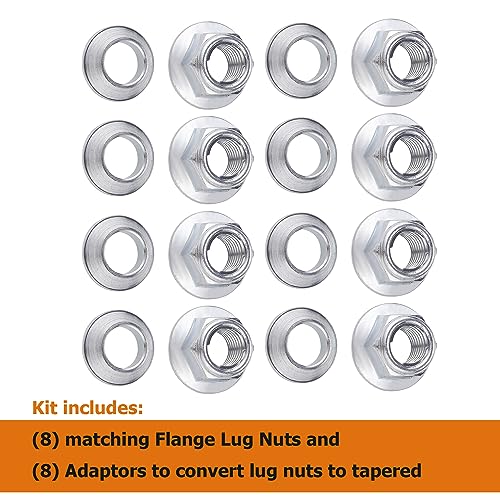 M10x1.25 ATV Locking Lug Nuts Set for Yamaha Blaster Banshee Raptor Warrior YFZ450 YFZ660 Kawasaki 400 Suzuki 400 - style: 8x M10 Flange Lug Nuts and 8X special tapered adaptors
