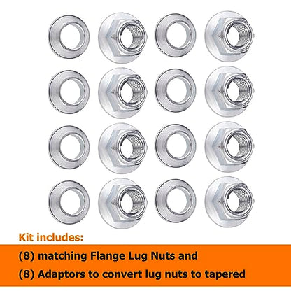 M10x1.25 ATV Locking Lug Nuts Set for Yamaha Blaster Banshee Raptor Warrior YFZ450 YFZ660 Kawasaki 400 Suzuki 400 - style: 8x M10 Flange Lug Nuts and 8X special tapered adaptors