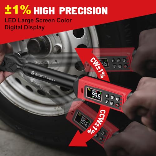 SUERCUP 1/2" Digital Torque Wrench, 2.2-147.5Ft.Lb/3-200N.m, ±1% Accuracy - size: 1/2" 2.2-147.5Ft.Lb/3-200N.m