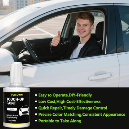 FOLLOWIN White Touch Up Paint for Cars, Car Paint Scratch Repair - color: white