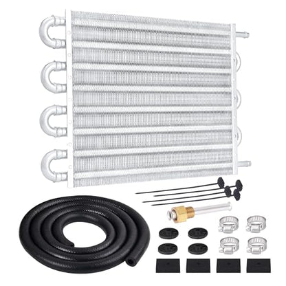 EVIL ENERGY 5/16" Transmission Oil Cooler, 8 Pass Tube and Fin Cooler Kit Universal Aluminium Silver - color: Silver, size: 8 Pass