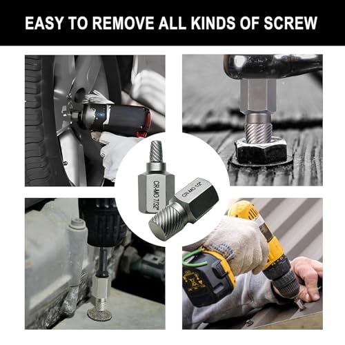 26PCS CR-MO Screw Extractor Set,Hex-Head Multi-Spline Screw Easy-out Screw Extraction Set 3/8" Inch Drive Hex-Head, Broken Bolt Remover, Stripped Fastener Tool for Stripped, Rounded, Damaged - color: 26pcs-screw Extractor