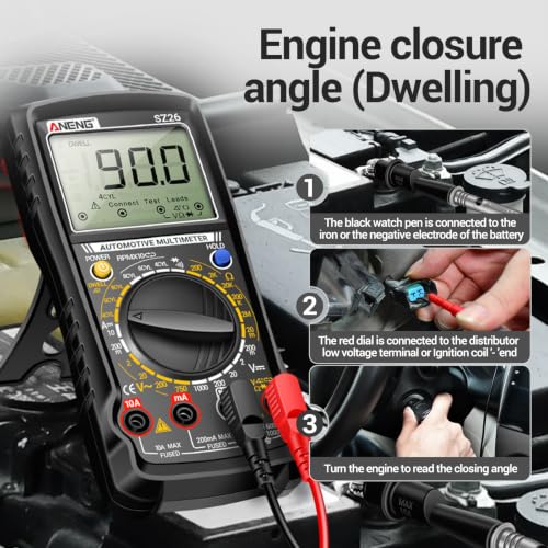 ANENG SZ26 Digital Multimeter, Engine Analyzer, 500-10000 RPM Tachometer - color: Black