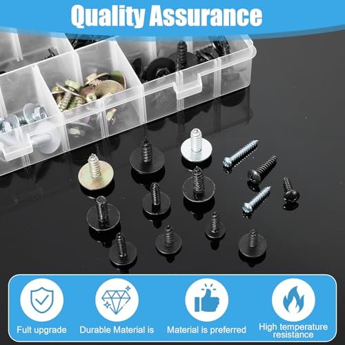 160Pcs Metal Car Screw, Body Bumper Hood Retainer Clips with Phillips Round Head Self Tapping Screw Assortment Kit, Bolts, Splash Shield Bumper Cover for Most Cars 14 Sizes