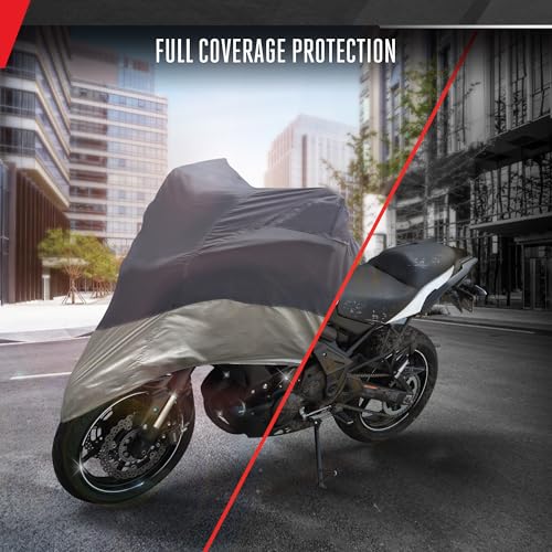 Motor Trend Motorcycle Cover Waterproof Outdoor, Heavy Duty Motorcycle Cover for Harley Davidson Cruiser Adventure Sportbikes Scooter Moped, Winter Storage UV Rain Dirt Heat Snow - 72L x 35W x 47H