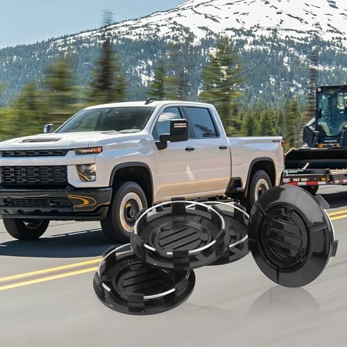 RTrhinoTuning 4PCS 3.25in Black Wheel Center Caps 83mm Compatible with Suburban Silverado Tahoe 18" to 22" Rim OD: 3.27"(83 mm) ID: 3"(76 mm) Black Hub Caps - color: Black
