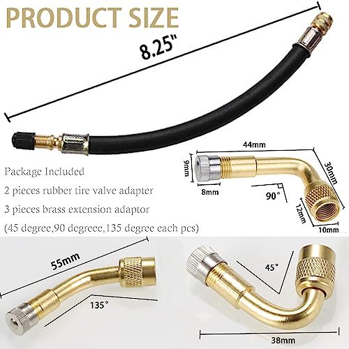 5 Pack Tire Valve Extension, 2Pcs 8.25 Inch Flexible Valve Stem Extenders - color: Black1