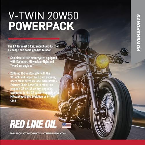 Red Line 90226 20W50 Powersport Motor Oil V-Twin - 1 Powerpack Kit