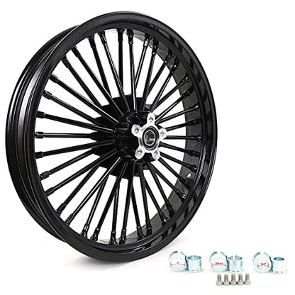 TOFR 21x3.5 18x5.5 Fat Spoke Black Wheels For Harley Dyna FXDB FXD 06-07 - color: 21x3.5 18x5.5 Black, size: Dyna 2006-2007