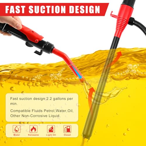 Knoweasy Battery-Powered Transfer Pump, Portable Electric Siphon for Gas, Diesel, Water, 2.2 GPM Flow, 16-Inch Tube Fits 3-5 Gal Cans, Multi-Purpose Fluid Extractor and Oil Mover